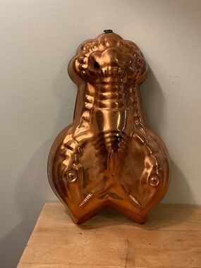 Vintage Lobster Copper Mold Tin Jello